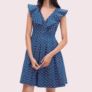 Kate Spade Geo Dot Poplin Dress in Blue size 14